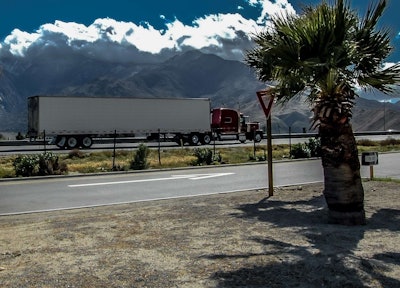 truck with california mountains in distance