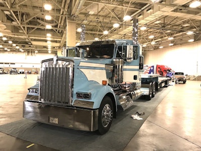 Robbie and Shelly Basse are showing their 2016 Kenworth W900 ICON at GATS this year. Robbie says it’s the only baby blue ICON Kenworth made.