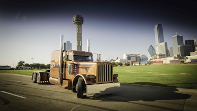 This 2018 Peterbilt 389 owned by Lonnie Ramirez picked up Best of Show honors in the Limited Mileage Bobtail category at the Great American Trucking Show Pride & Polish in August. (Photo by Jim Allen/365Trucking.com)