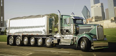 Randy Manning and his 2018 Kenworth W900 dump picked up Best of Show honors in the Builders Class category at the Great American Trucking Show Pride & Polish in August. (Photo by Jim Allen/365Trucking.com)