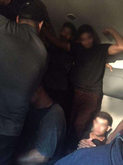 Laredo Border Patrol agents discovered 18 immigrants hidden in the sleeper berth of a tractor-trailer at the I-35 Border Patrol checkpoint. (Border Patrol photo)