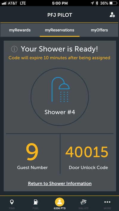 Coming in an update to the MyPilot early next year will be a shower reservation and notification system.