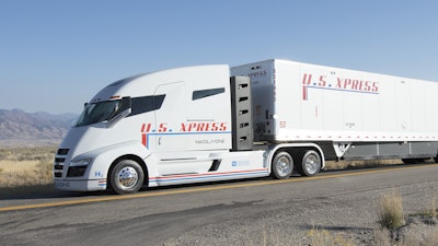 The Nikola One, a hydrogen-electric tractor, was unveiled in December 2016.