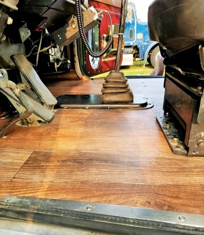 Laws loves the easy-clean utility of the vinyl flooring, considering his in-and-out routine on messy jobsites doing flatbed work: “With this vinyl, you just wipe it up and it’s done.” A three-minute process, give or take depending on the extent of the mess, on the driver side that sees the most action.