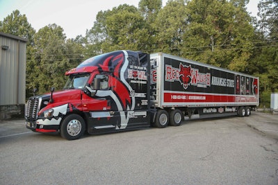 MC Express is contracted by Arkansas State University to haul the football team’s equipment. The 2015 Freightliner is decked out with a wrap leaving no doubt about which team the truck is affiliated with.