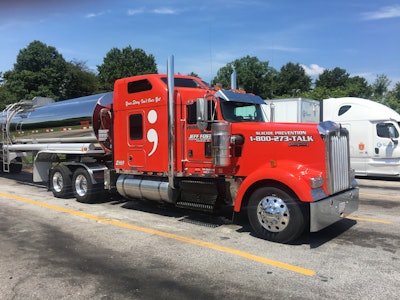 Scott Igo outfitted his Kenworth with suicide prevention graphics.