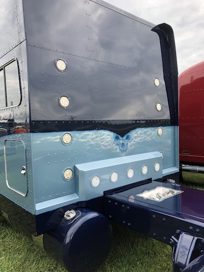 Justin Speece's custom paint job on the back of his sleeper cabin