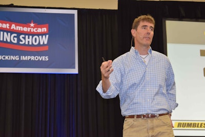 The Great American Trucking Show saw an increase in attendance this year over the previous two years. Shown above, Todd Amen of ATBS explains trends in owner-operator miles, revenue and net income during a Partners in Business session during the show.