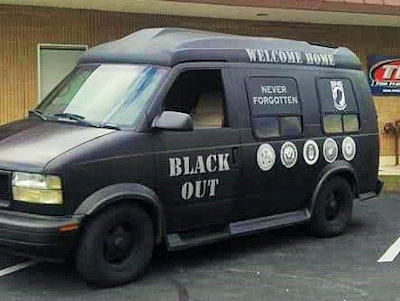 A relatively new addition the BlackOut operation is this van for toting merchandise and other equipment to associated events.