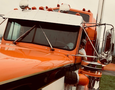Frank Hebe with his 1980 short-hood A model Kenworth. Hebe, who shows on the ATHS circuit, says he prefers the smaller, friendlier shows.