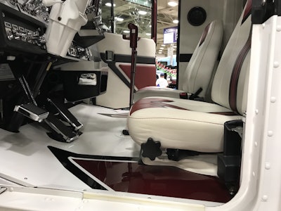 The floors and seats also feature the same colors and design as the exterior of the rig.