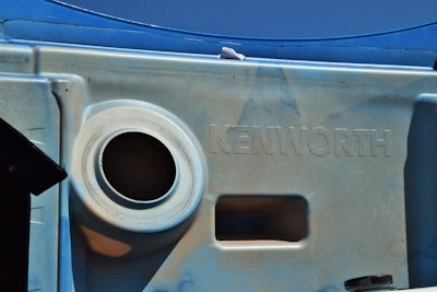 Plumbing for the air system pictured under the raised hood of the Fleenor W990.