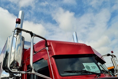 The visor on the 389 is by Roadworks and the straight pipes by Dynaflex.