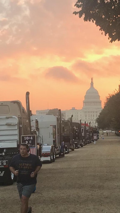 The scene early this morning along the south side of the mall, from the phone camera of a member of the public. (Used with permission.)