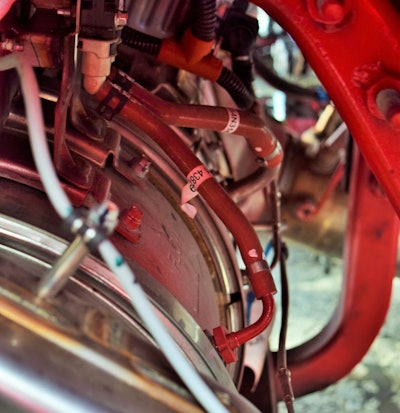 The single-canister housing design of the aftertreatment system in DeSantis’ Pete, under the passenger-side step.
