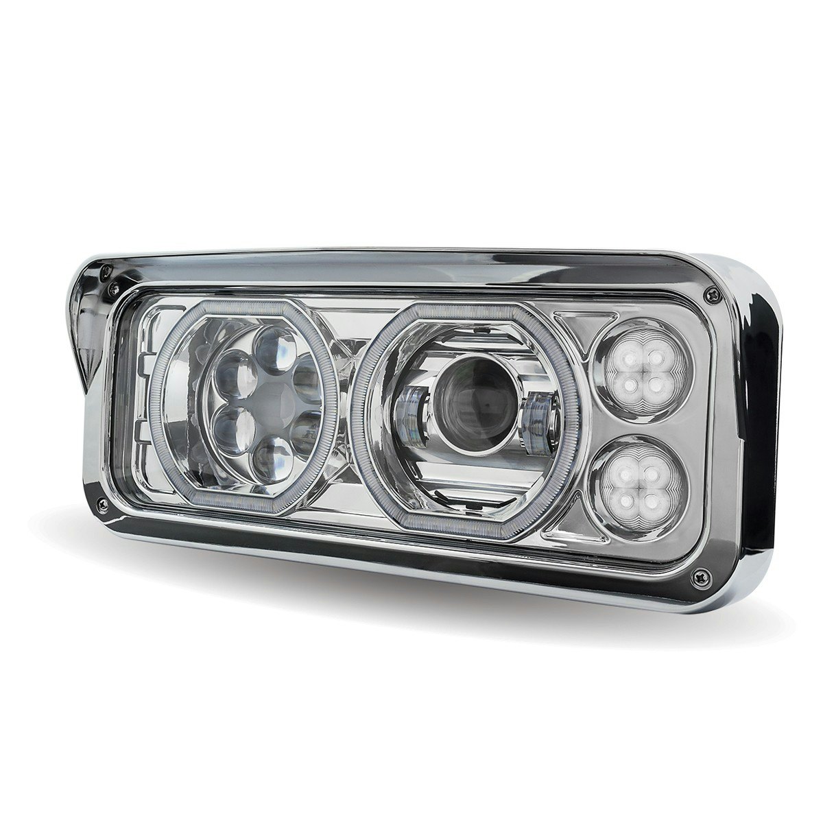 Trux’s chrome LED headlights Overdrive