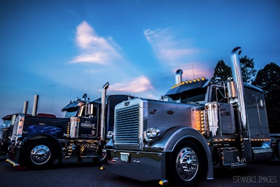 Gooch Trucking Company Inc. Owner Glendon Gooch’s 1995 Peterbilt 379, “Grey Ghost” and 1996 Peterbilt 379, “Old Blue”