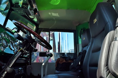 This wide interior shot from the driver door gives you the overview. Run through the video at top for more still on a variety of interior features, from mahogany-stained ponderosa pine flooring to new ventilation for the rig’s climate control system.