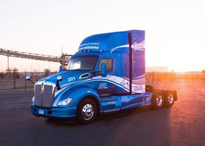 Kenworth and Toyota showcased one its hydrogen-electric fuel cell tractors at the Consumer Electronics Show this week in Las Vegas.