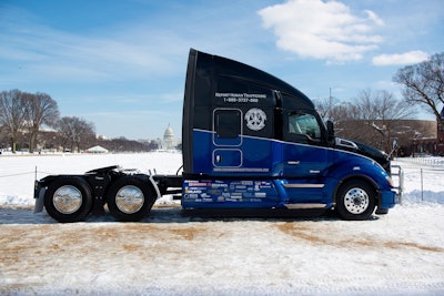 The truck features a 76-inch sleeper, 485-hp Paccar MX-13 and a Paccar 12-speed automated transmission.