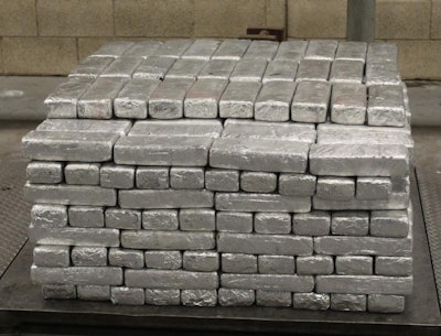 Packages containing 906 pounds of methamphetamine were seized from a tractor-trailer by CBP officers at the Pharr-Reynosa International Bridge. (CBP photo)