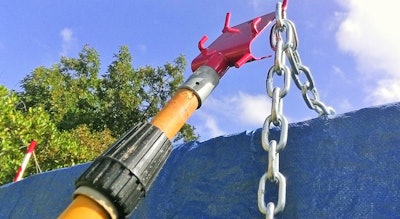 Epifanio Flores and company recommend “a heavy-duty, industrial-grade, 12-foot three-section extension pole” to which the Gavase Tool is connected — such poles will be readily accessible “in most hardware and truck parts stores,” he adds. “The tool is female, ACME-standard threaded to fit this pole.”