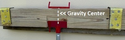 Here is shown a typical V board, centered in the tool’s support mechanism.