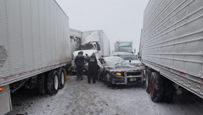A New York State Police officer was among those injured in a 21-vehicle pileup on the Thruway. (NYSP photo)