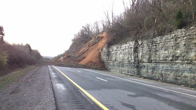 The landslide that closed I-24’s eastbound lanes northwest of Nashville.