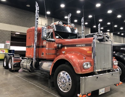Tyler Goullon, from Lawrenceburg, Kentucky, owns this 1974 Kenworth W923A. It has a 1693 CAT with a 13-speed transmission.