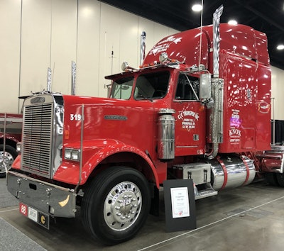 James and Lucas Carrico, from Springfield, Kentucky, own this 1988 Freightliner FLC-120. It has a 3406B Caterpillar and 15-speed transmission.