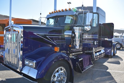 Dave Cauffman owns this 2019 Kenworth W900L that has just over 1,000 miles on it. The custom purple, black and white paint scheme was added after Cauffman took ownership of the rig.