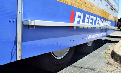 Experimental side skirts on Henry Albert’s van trailer in a dedicated combination unit he runs in, trying out new technologies not solely but heavily of an aerodynamic variety. Trial and error with these yielded a bad result to begin with but better with adjustments, as he notes in the podcast.
