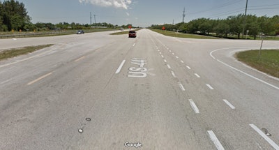 The driver of a Tesla Model 3 was killed when the car went underneath a tractor-trailer that was turning left at this intersection at Pero Farms on State Road 7 (U.S. 441) in Delray Beach, Florida.