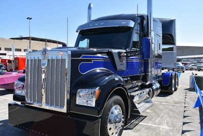 Kenworth’s new W990 is on display in the show truck lot at the Paul K. Young Truck Beauty Contest.