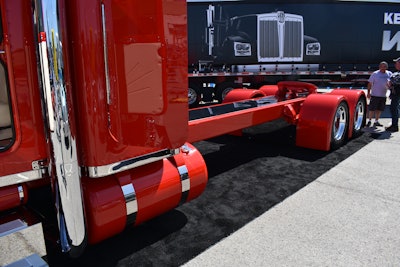 The frame rails, from PG Adams, bring the truck’s wheelbase to 325-inches. Between the rails is a one-piece 16-foot deck plate.