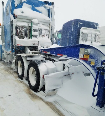 On Thursday, Pool was able to get back to the stop with her brother and his tractor to move some of the snow around the parking lot, and likewise open up the store/cafe to cook for the haulers waiting out the weather there.