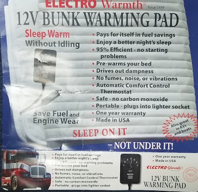 This heated mattress pad available via ElectroWarmth runs on 12-volt power and retails for just more than $130 for most single sizes.