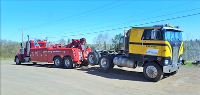 The truck had retained the yellow-and-black Halvor paint scheme over the years when the Vinjes had it hauled back home to the shop.