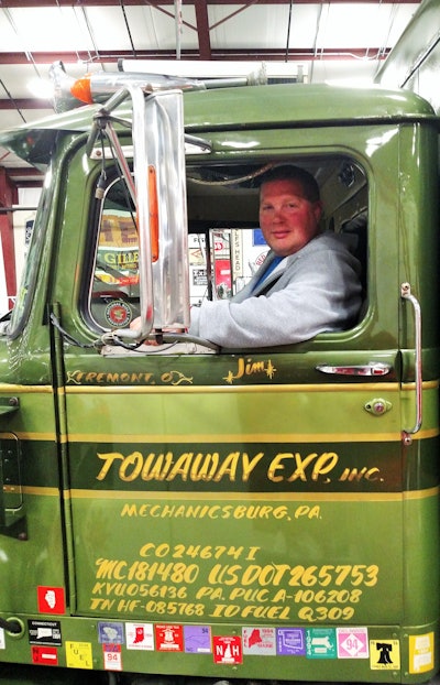 James “J.D.” Green himself, behind the wheel of the ’74. His mother “insisted I have my picture taken in the cab of the truck because no one thought to take my picture as I was driving the truck up onto the lowboy” as the ’74 made what is likely its final haul.