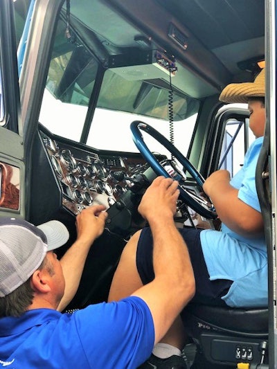 Joey got a little extra in the way of a tutorial on big-truck driving.