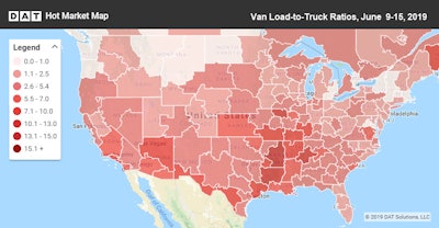 The West and Southeast were solid regions for finding van freight last week.