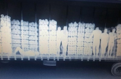 U.S. Customs and Border Patrol agents in Nogales, Arizona, found 33 people being smuggled inside a trailer. (U.S. Customs and Border Patrol photo)