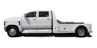 The Class 5 International CV515 features a 350-hp 6.6-liter diesel with an Allison 6-speed.