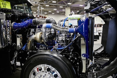 Under the hood is a 6NZ Cat with an Eaton 18-speed.