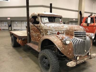 Angela Martinez with Deuces Garage is showing this 1946 Chevrolet pickup rat rod.
