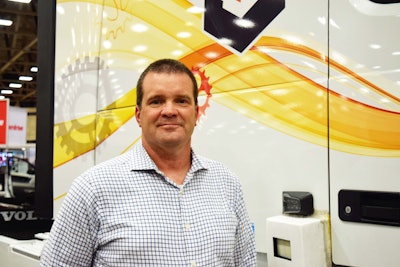 Paul Schlegel pictured next to a Volvo in Starsky’s former fleet that was outfitted with technology for semi-autonomous remote operation and in testing in a real-world trucking operation based in Dallas.