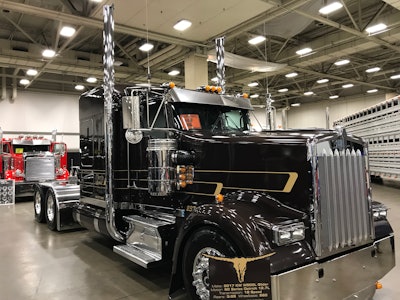 Mike Shantz, out of Wallenstein, Ontario, Canada, is showing his 2017 Kenworth W900L that is equipped with a 60 Series Detroit and an 18-speed.