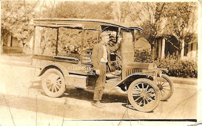 Jay Thompson’s grandfather, Walter, at age 18 in 1917, hauling in and around Shelburn, Ind.