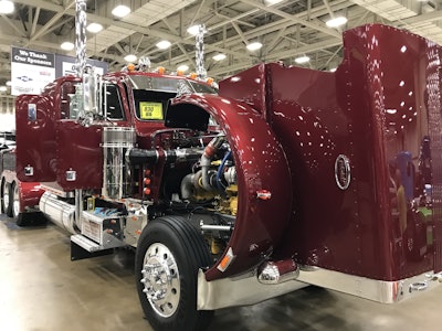 Dennis White, owner of Dennis White Trucking based in Broken Bow, Oklahoma, owns this 1987 Peterbilt 359. He bought the truck in May 2018 and has been working on it for the 15 months since. (Photo by Matt Cole)